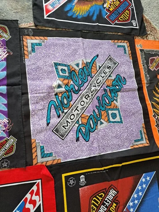 Vintage Harley-Davidson Bandanas Lot 10 American Made Motorcycles Multicolor - Picture 7 of 11
